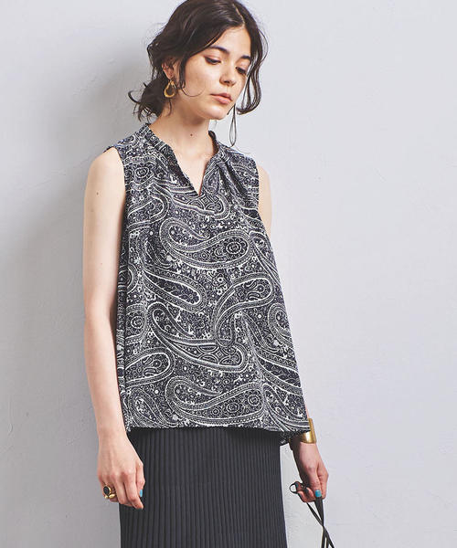 ユナイテッドアローズ UNITED ARROWS ネイビー ペイズリー ブラウス ユナイテッドアローズ UNITED ARROWS ネイビー ペイズリー ブラウス