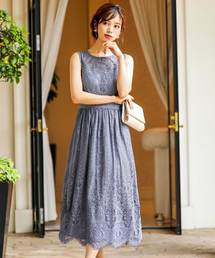 パネル総レース 結婚式ワンピースドレス
