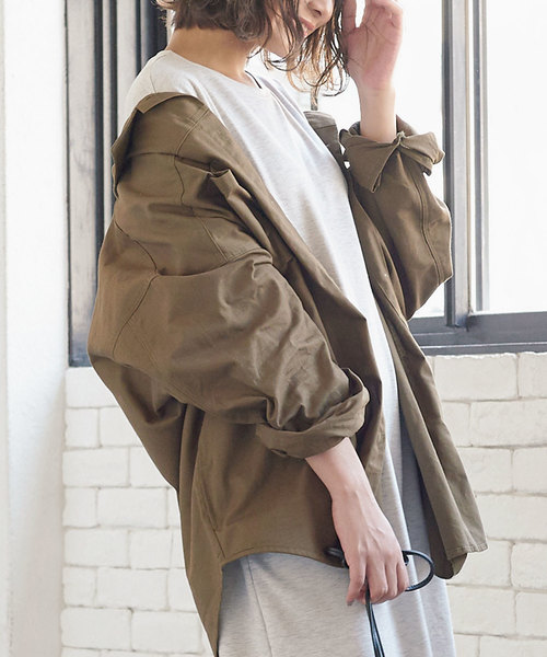 KOBE LETTUCE（コウベレタス）の「ビッグシルエットシャツジャケット（シャツ/ブラウス・レディース・ホワイト系その他/カーキ/ブラック・FREE）」の3枚目の写真