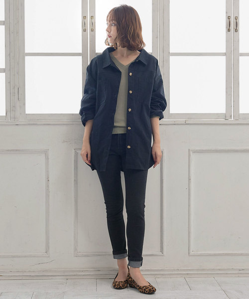 KOBE LETTUCE（コウベレタス）の「ビッグシルエットシャツジャケット（シャツ/ブラウス・レディース・ホワイト系その他/カーキ/ブラック・FREE）」の7枚目の写真