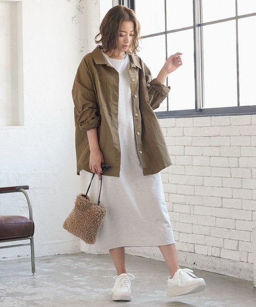 KOBE LETTUCE（コウベレタス）の「ビッグシルエットシャツジャケット（シャツ/ブラウス・レディース・ホワイト系その他/カーキ/ブラック・FREE）」の8枚目の写真