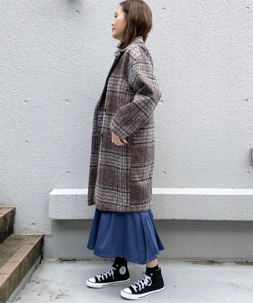 セール】ツイードチェックダブルコート（チェスターコート）｜PICCIN