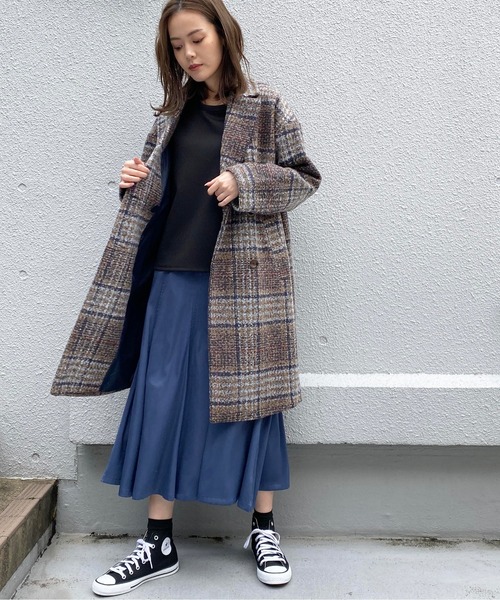 PICCIN（ピッチン）の「ツイードチェックダブルコート（チェスター