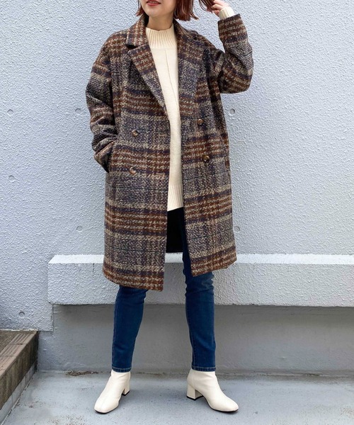 セール】ツイードチェックダブルコート（チェスターコート）｜PICCIN