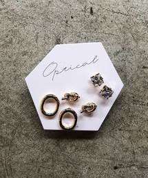 Zoule ゾーラ Knot set 3個セットピアス