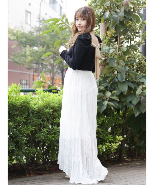 dazzlin(ダズリン)の「バックリボンパワショルトップス(Tシャツ/カットソー・レディース・オフホワイト/ブラック/ブルー/モカ・FREE)」の12枚目の写真