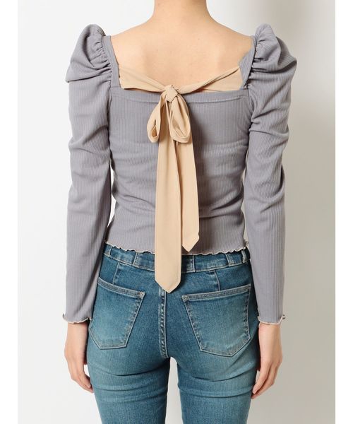 dazzlin(ダズリン)の「バックリボンパワショルトップス(Tシャツ/カットソー・レディース・オフホワイト/ブラック/ブルー/モカ・FREE)」の20枚目の写真