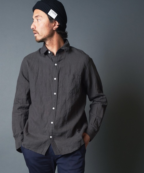 THE TWENTYSEVEN（ザ トゥエンティーセブン）の「The TWENTYSEVEN：LINEN STANDARD SHIRT リネンスタンダード シャツ（シャツ/ブラウス・メンズ・ホワイト/ブラック/ネイビー・M/L/XL）」の3枚目の写真