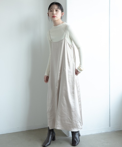 Aunt Marie's(アントマリーズ)の「AUNT MARIE'S ダブルサテン切り替えキャミワンピース(ワンピース・レディース・ブラック/モカ/ベージュ・FREE)」の13枚目の写真