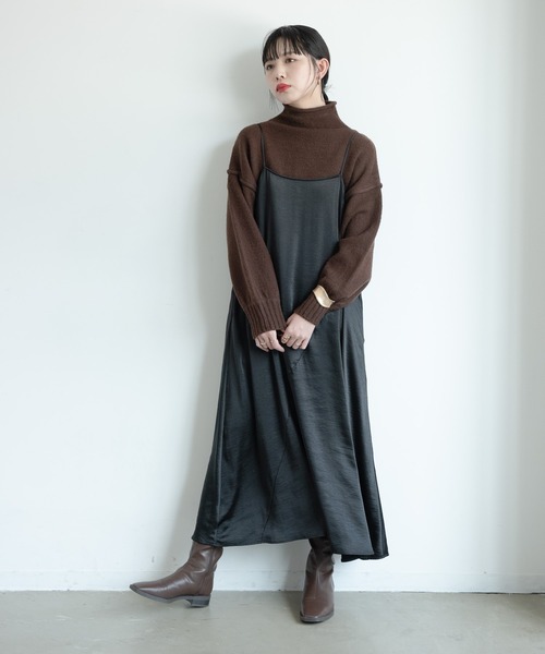 Aunt Marie's(アントマリーズ)の「AUNT MARIE'S ダブルサテン切り替えキャミワンピース(ワンピース・レディース・ブラック/モカ/ベージュ・FREE)」の11枚目の写真