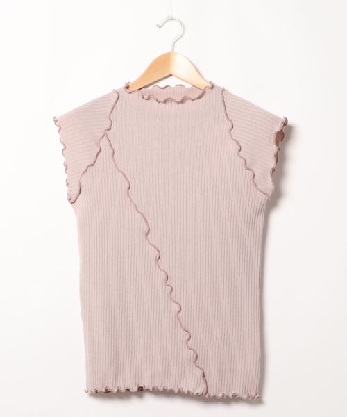 minius（ミニウス）の「ワイドリブメロートップス/レディース   半袖　カットソー（Tシャツ/カットソー・レディース・ライトベージュ/ブラック/ラベンダー/ミント/アイボリー・MEDIUM）」の5枚目の写真