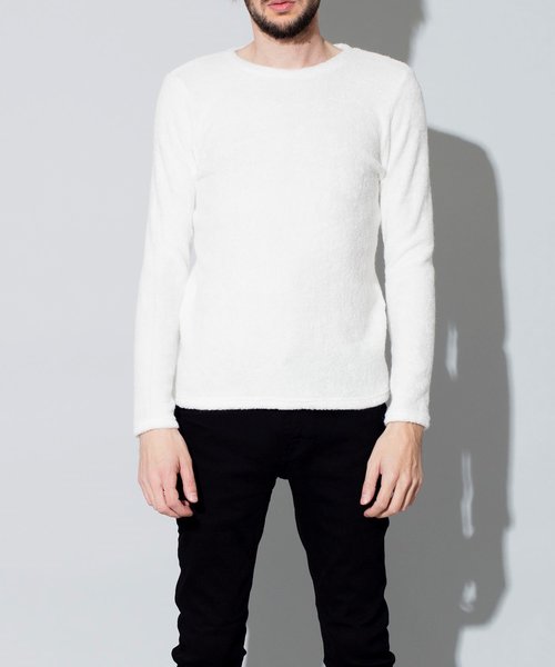 NO ID.（ノーアイディ）の「【NO ID.】Bicule Lamb Pile Crew Neck Pullover / ビキューレ ラム パイル クルーネック プルオーバー（ニット/セーター・メンズ・ライトグレー/ブラック/ネイビー/アイボリー/ダークグレー/ワイン・2/3/1）」の7枚目の写真
