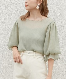 one after another NICE CLAUP | インナー付きプリーツシアトップス(シャツ/ブラウス)