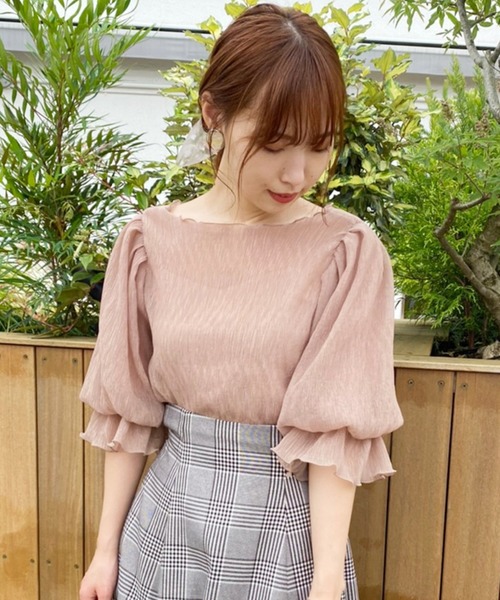 one after another NICE CLAUP（ワンアフターアナザーナイスクラップ）の「インナー付きプリーツシアトップス（シャツ/ブラウス・レディース・イエロー/アイボリー/ミント/モカ・FREE）」の21枚目の写真