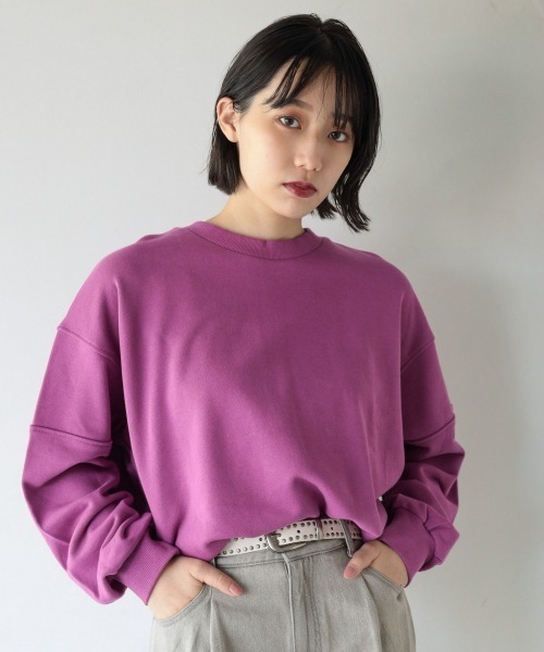 PAGEBOY（ページボーイ）の「バックオープンウラケプルオーバー(トレーナー/スウェット/裏毛)（スウェット・レディース・オフホワイト/ブラック/ダークブラウン/パープル・FREE）」の16枚目の写真