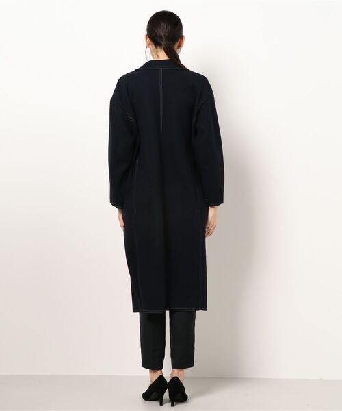 INTERPLANET（インタープラネット）の「ジャージーメルトンロングコート（チェスターコート・レディース・ライトベージュ/ネイビー/モカ・FREE）」の5枚目の写真