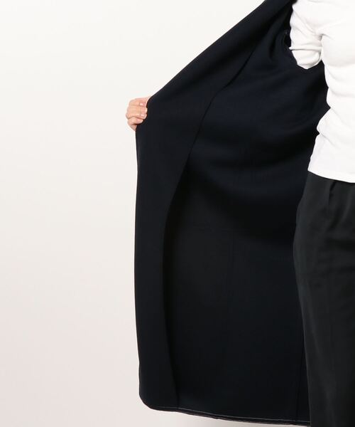 INTERPLANET（インタープラネット）の「ジャージーメルトンロングコート（チェスターコート・レディース・ライトベージュ/ネイビー/モカ・FREE）」の6枚目の写真