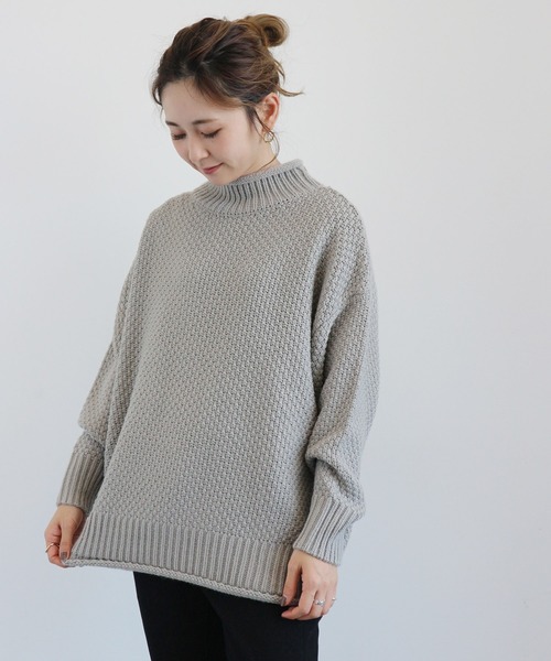 AMERICAN HOLIC（アメリカンホリック）の「ポコポコニットハイネックプルオーバー　＊（ニット/セーター・レディース・アイボリー/ライトグレー/ブラック/ライトイエロー/ブルー・FREE）」の3枚目の写真