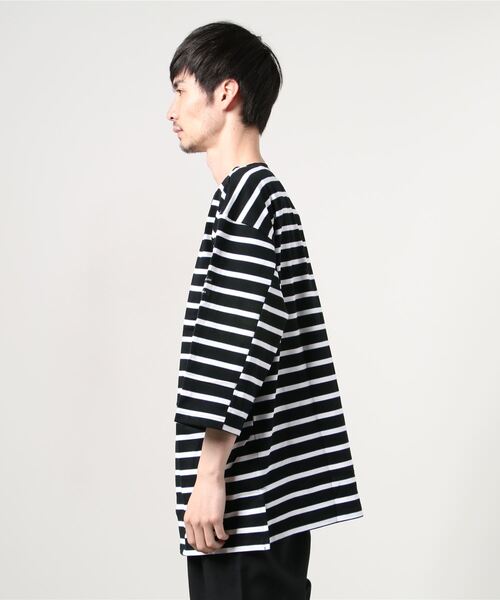 PHINGERIN（フィンガリン）の「PHINGERIN STROKE 3/4 TEE HIDE MARIN BORDER (PD-211-CS-021)（Tシャツ/カットソー・メンズ・ホワイト×ブラック/ブラック×ホワイト・MEDIUM/LARGE/X-LARGE）」の3枚目の写真