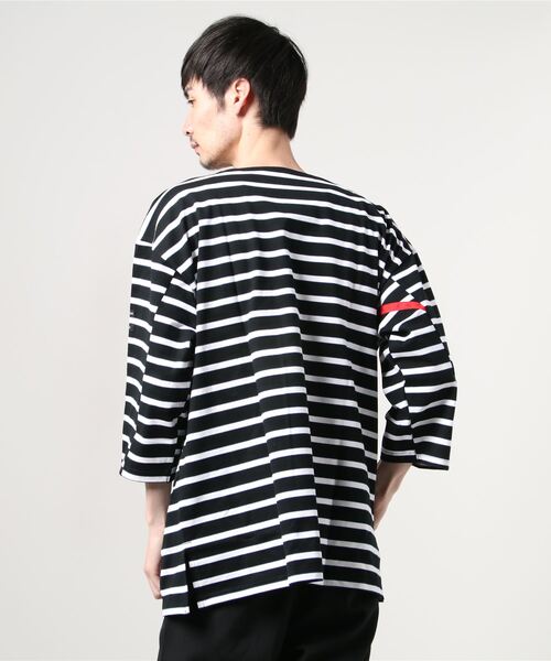 PHINGERIN（フィンガリン）の「PHINGERIN STROKE 3/4 TEE HIDE MARIN BORDER (PD-211-CS-021)（Tシャツ/カットソー・メンズ・ホワイト×ブラック/ブラック×ホワイト・MEDIUM/LARGE/X-LARGE）」の4枚目の写真