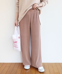 プリーツワイドパンツ ウエストゴム