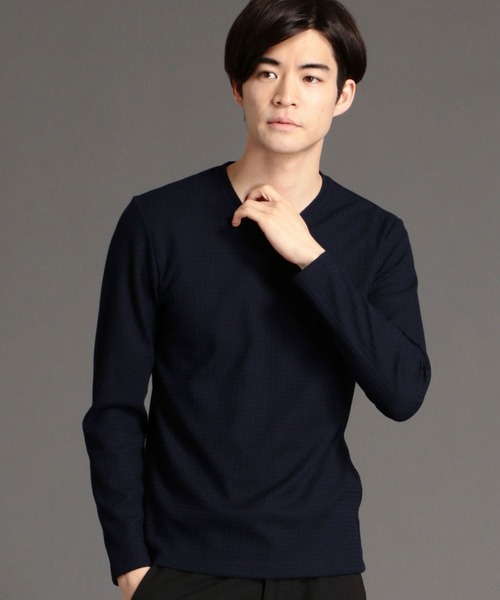 NICOLE CLUB FOR MEN（ニコルクラブフォーメン）の「ブロックリンクス長袖カットソー（Tシャツ/カットソー・メンズ・ホワイト/ボルドー/ブラック/その他1/ネイビー・LARGE/MEDIUM/X-LARGE）」の3枚目の写真