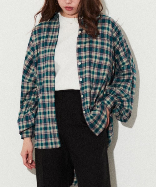 CONVERSE STARS（コンバーススターズ）の「チェックブラウス（シャツ/ブラウス・レディース・ブラウン/グリーン・FREE）」の16枚目の写真