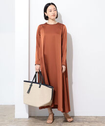 BEAMS LIGHTS | BEAMS LIGHTS / 手洗い可能 サテン 長袖 ワンピース(ワンピース)