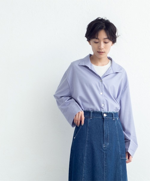 極美品❤️テンダーロイン　シャンブレー　ハイネック　シャツ　ブルー　サイズＳ　薄手 極美品❤️テンダーロインシャンブレーハイネックシャツブルーサイズS薄手