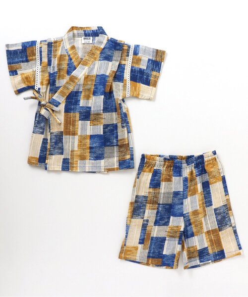 BREEZE（ブリーズ）の「甚平セット 5分丈（浴衣・キッズ・ネイビー/ミント・90/100/110/80/140/130/120）」の2枚目の写真