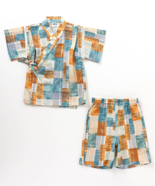 BREEZE（ブリーズ）の「甚平セット 5分丈（浴衣・キッズ・ネイビー/ミント・90/100/110/80/140/130/120）」の6枚目の写真