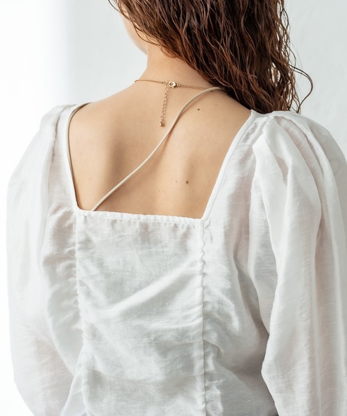 mystic（ミスティック）の「シアーギャザー使いブラウス（シャツ/ブラウス・レディース・ブラック/ベージュ/オフホワイト・FREE）」の19枚目の写真