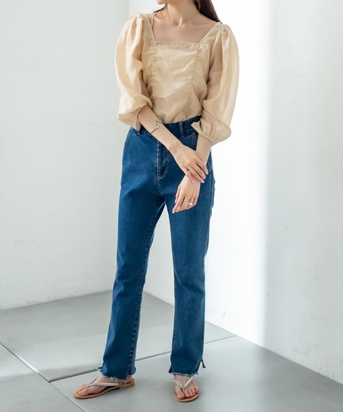 mystic（ミスティック）の「シアーギャザー使いブラウス（シャツ/ブラウス・レディース・ブラック/ベージュ/オフホワイト・FREE）」の12枚目の写真