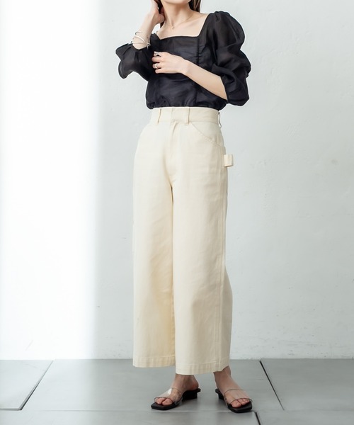 mystic（ミスティック）の「シアーギャザー使いブラウス（シャツ/ブラウス・レディース・ブラック/ベージュ/オフホワイト・FREE）」の9枚目の写真