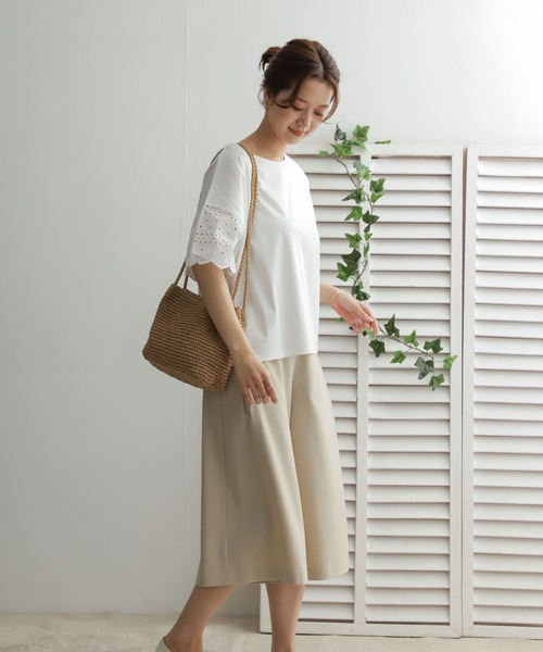 URBAN RESEARCH DOORS（アーバンリサーチドアーズ）の「レーススリーブプルオーバー（Tシャツ/カットソー・レディース・ブラック/オフホワイト・ONE）」の9枚目の写真