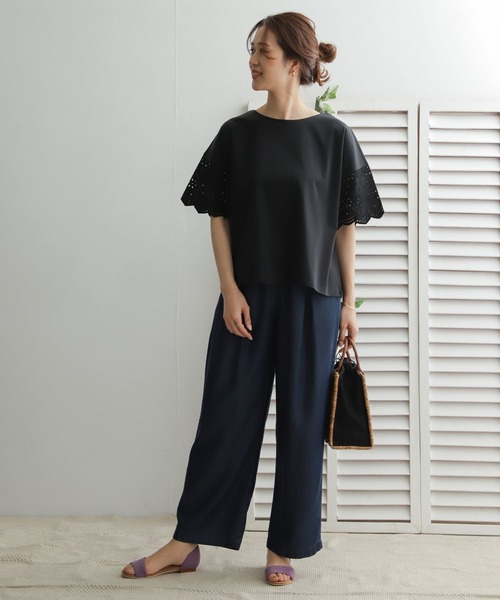 URBAN RESEARCH DOORS（アーバンリサーチドアーズ）の「レーススリーブプルオーバー（Tシャツ/カットソー・レディース・ブラック/オフホワイト・ONE）」の18枚目の写真