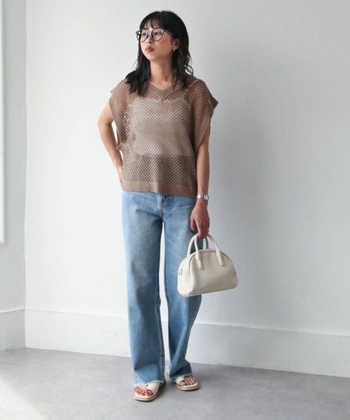 Chillfar（チルファー）の「ざっくり2wayニットベスト（ベスト・レディース・ブラック/アイボリー/カーキブラウン/ライトイエロー/グレイッシュベージュ・FREE）」の20枚目の写真