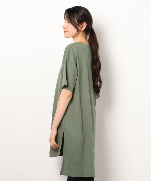 INTERPLANET（インタープラネット）の「トリコットフロントタックチュニック（Tシャツ/カットソー・レディース・カーキ/ブラック/イエロー・FREE）」の9枚目の写真