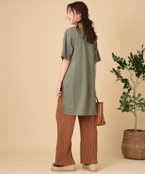 INTERPLANET（インタープラネット）の「トリコットフロントタックチュニック（Tシャツ/カットソー・レディース・カーキ/ブラック/イエロー・FREE）」の6枚目の写真