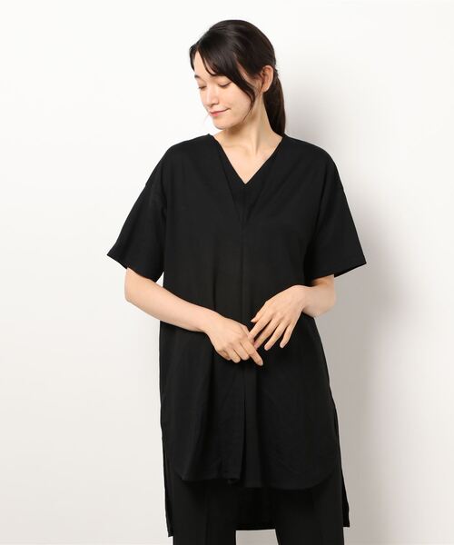 INTERPLANET（インタープラネット）の「トリコットフロントタックチュニック（Tシャツ/カットソー・レディース・カーキ/ブラック/イエロー・FREE）」の17枚目の写真