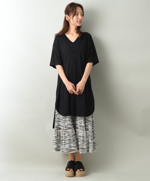 INTERPLANET（インタープラネット）の「トリコットフロントタックチュニック（Tシャツ/カットソー・レディース・カーキ/ブラック/イエロー・FREE）」の12枚目の写真