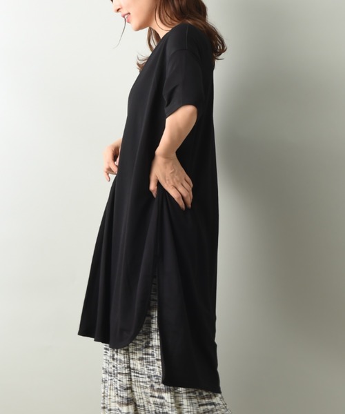 INTERPLANET（インタープラネット）の「トリコットフロントタックチュニック（Tシャツ/カットソー・レディース・カーキ/ブラック/イエロー・FREE）」の13枚目の写真