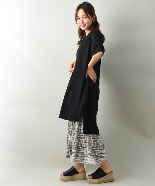 INTERPLANET（インタープラネット）の「トリコットフロントタックチュニック（Tシャツ/カットソー・レディース・カーキ/ブラック/イエロー・FREE）」の14枚目の写真