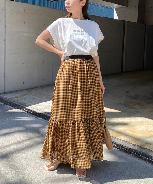 CAPRICIEUX LE'MAGE(カプリシューレマージュ)の「USコットンMORROBAY Tシャツ(Tシャツ/カットソー・レディース・オフホワイト/ブラック/カーキ・FREE)」の4枚目の写真