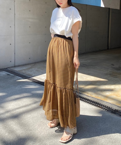 CAPRICIEUX LE'MAGE(カプリシューレマージュ)の「USコットンMORROBAY Tシャツ(Tシャツ/カットソー・レディース・オフホワイト/ブラック/カーキ・FREE)」の5枚目の写真