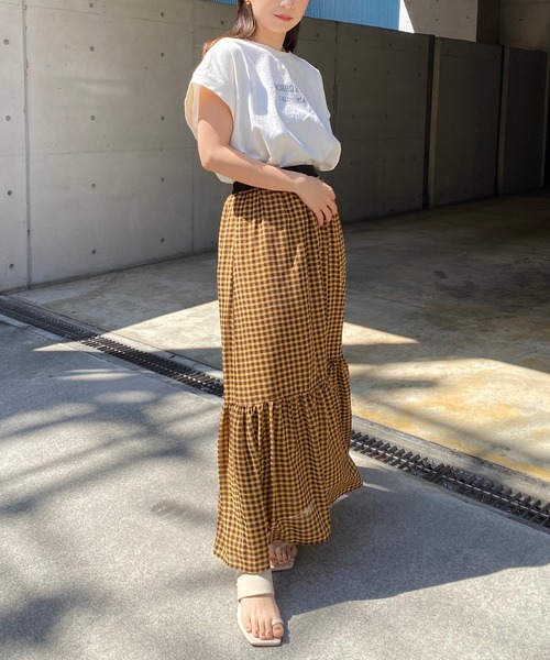 CAPRICIEUX LE'MAGE(カプリシューレマージュ)の「USコットンMORROBAY Tシャツ(Tシャツ/カットソー・レディース・オフホワイト/ブラック/カーキ・FREE)」の6枚目の写真