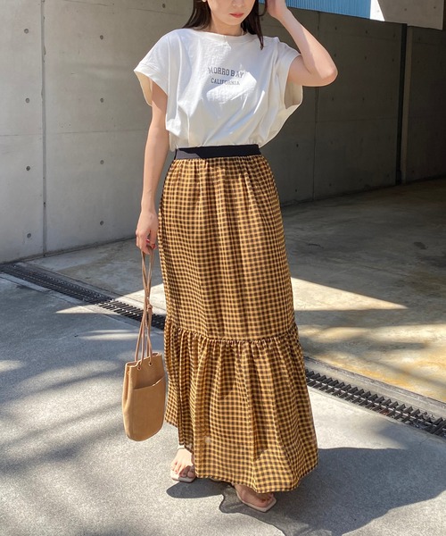 CAPRICIEUX LE'MAGE(カプリシューレマージュ)の「USコットンMORROBAY Tシャツ(Tシャツ/カットソー・レディース・オフホワイト/ブラック/カーキ・FREE)」の7枚目の写真