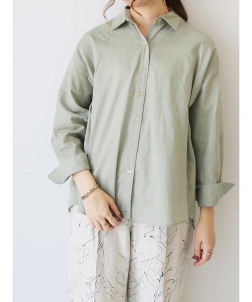 Te chichi(テチチ)の「綿麻2WAYカシュクールBIGシャツ(シャツ/ブラウス・レディース・モカ/カーキ/オフホワイト・フリ-)」の3枚目の写真