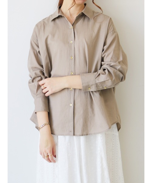 Te chichi(テチチ)の「綿麻2WAYカシュクールBIGシャツ(シャツ/ブラウス・レディース・モカ/カーキ/オフホワイト・フリ-)」の2枚目の写真