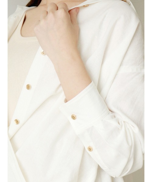 Te chichi(テチチ)の「綿麻2WAYカシュクールBIGシャツ(シャツ/ブラウス・レディース・モカ/カーキ/オフホワイト・フリ-)」の9枚目の写真